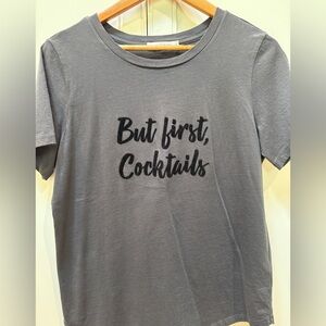 South Parade Lola T shirt “But first ,Cocktails” Pima cotton S